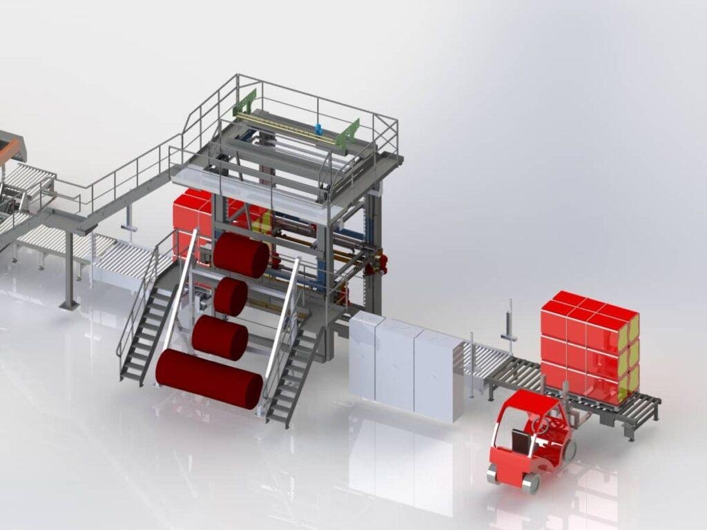 Plan 3D d'une solution de houssage automatique