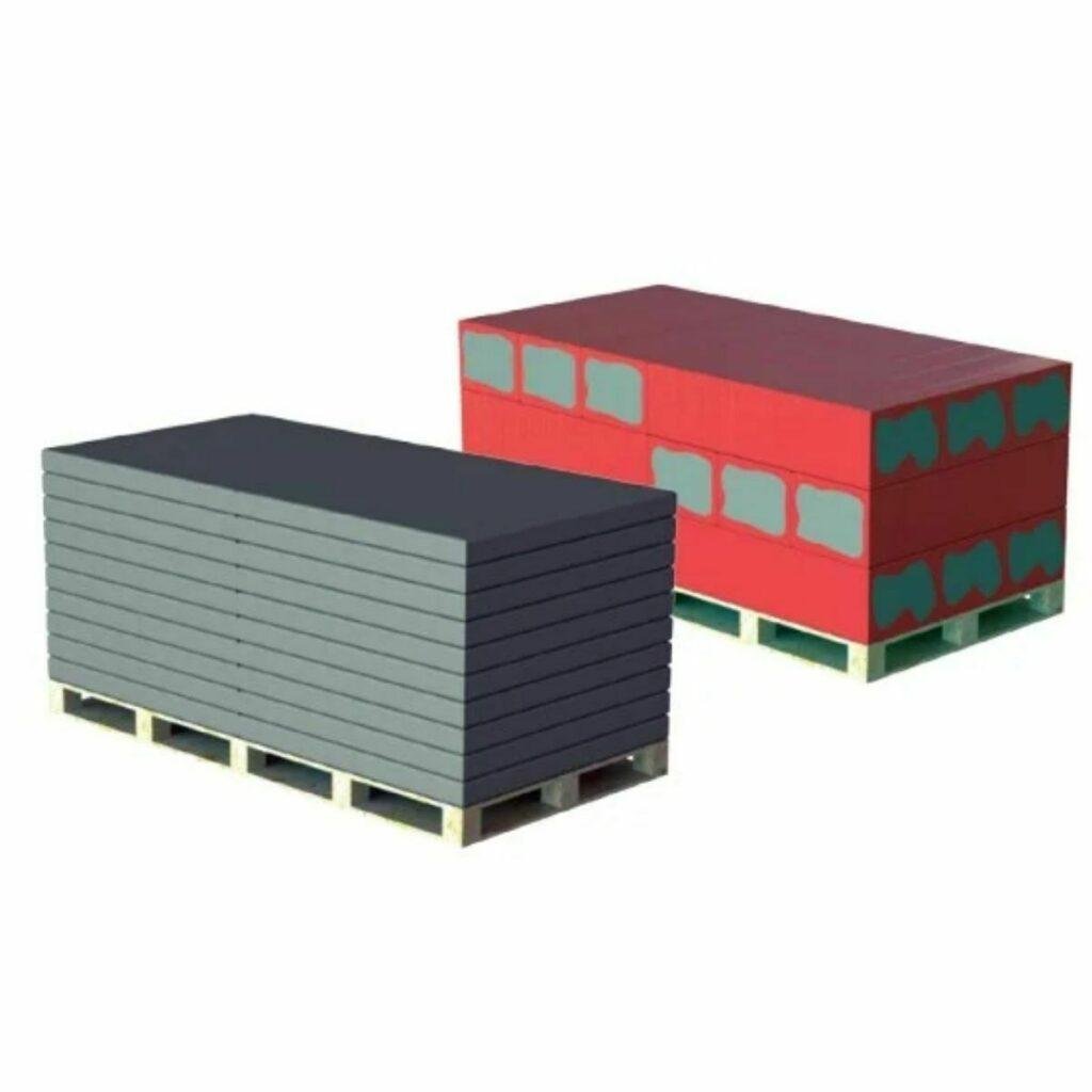 Modèles 3D de lots de panneaux empilés sur palettes