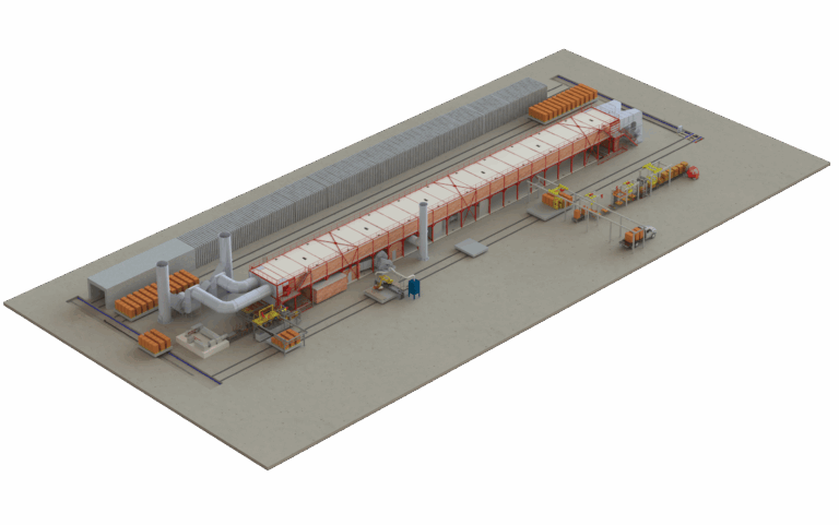 Lignes de production pour l’industrie de la terre cuite 15 Vue 3D d’une usine et de sa ligne de production de terre cuite
